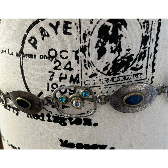 Chico's statement belt mixed-metal design oval-shaped cabochons dark blue - Picture 10 of 10